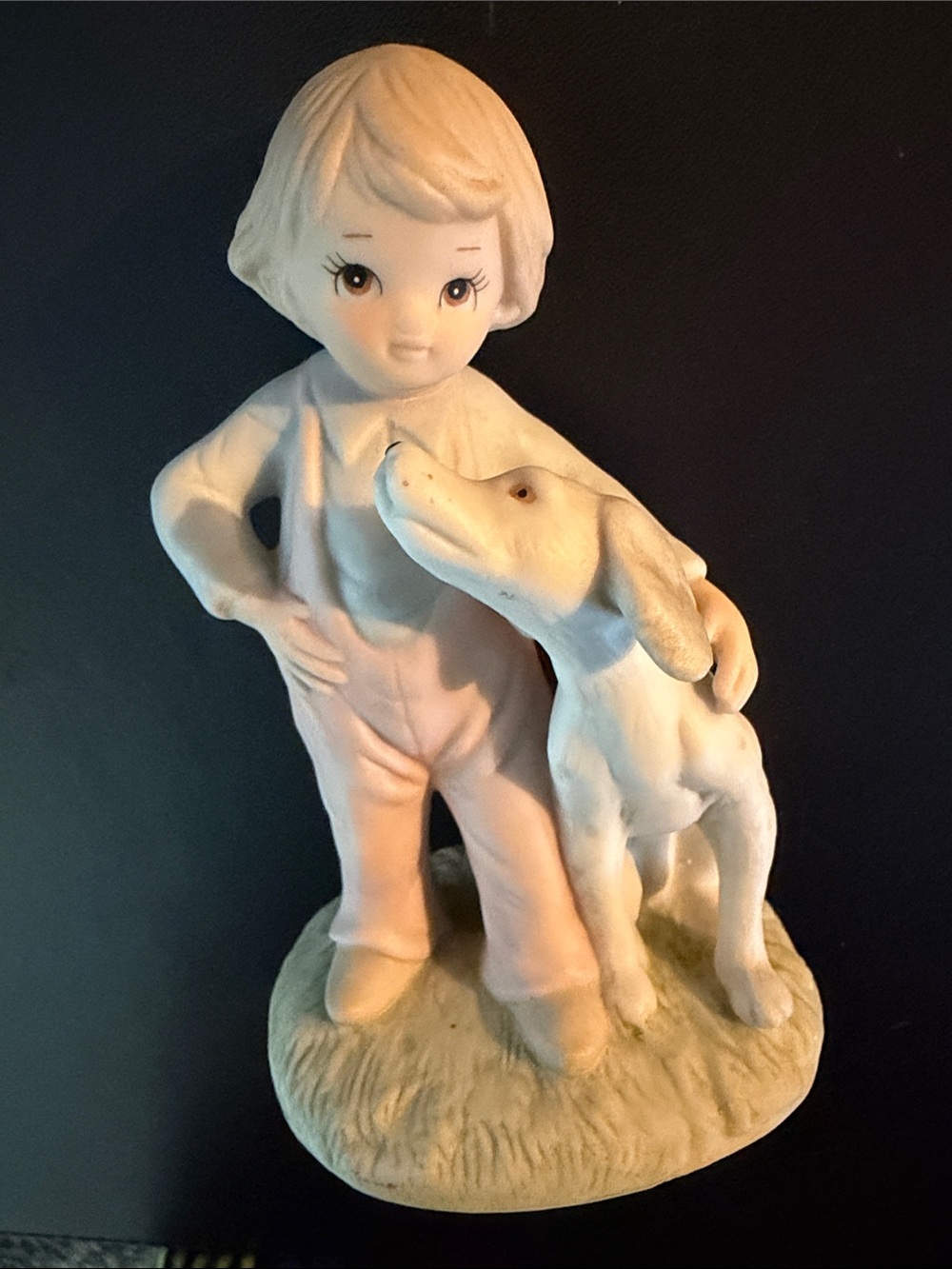 Vintage Porcelain Boy w/Dog From Lefton China 03845